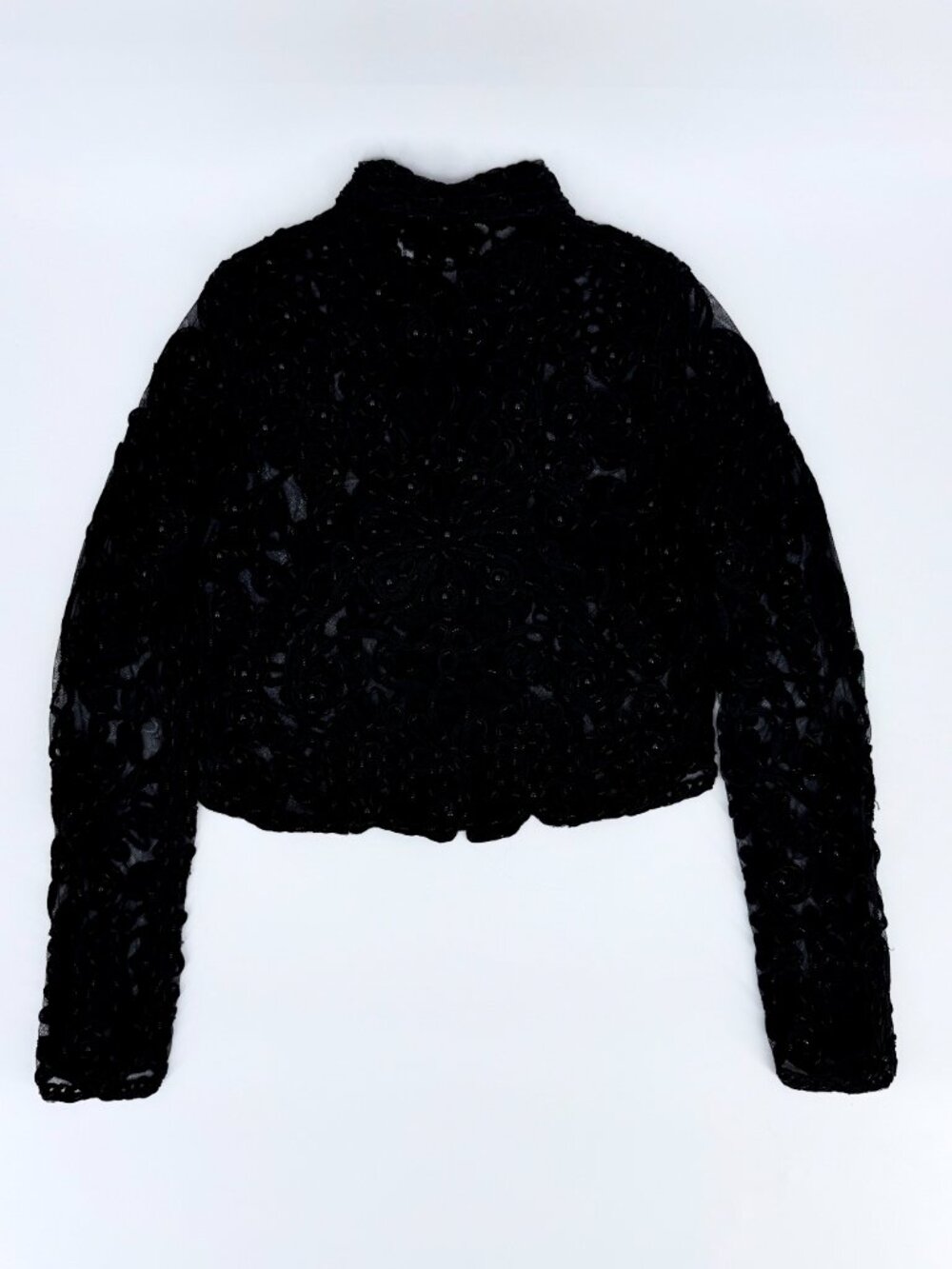 Cache Black Beaded Sheer Cropped Jacket - Picture 6 of 12